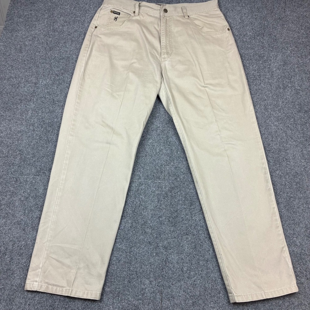 Browning Mens Khaki Chino Pants 35x30 Cotton Twill Straight Leg Outdoor Tan